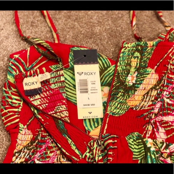 Roxy Dresses | Roxy Hawaiian Tropical Red Mini Dress Large | Poshmark